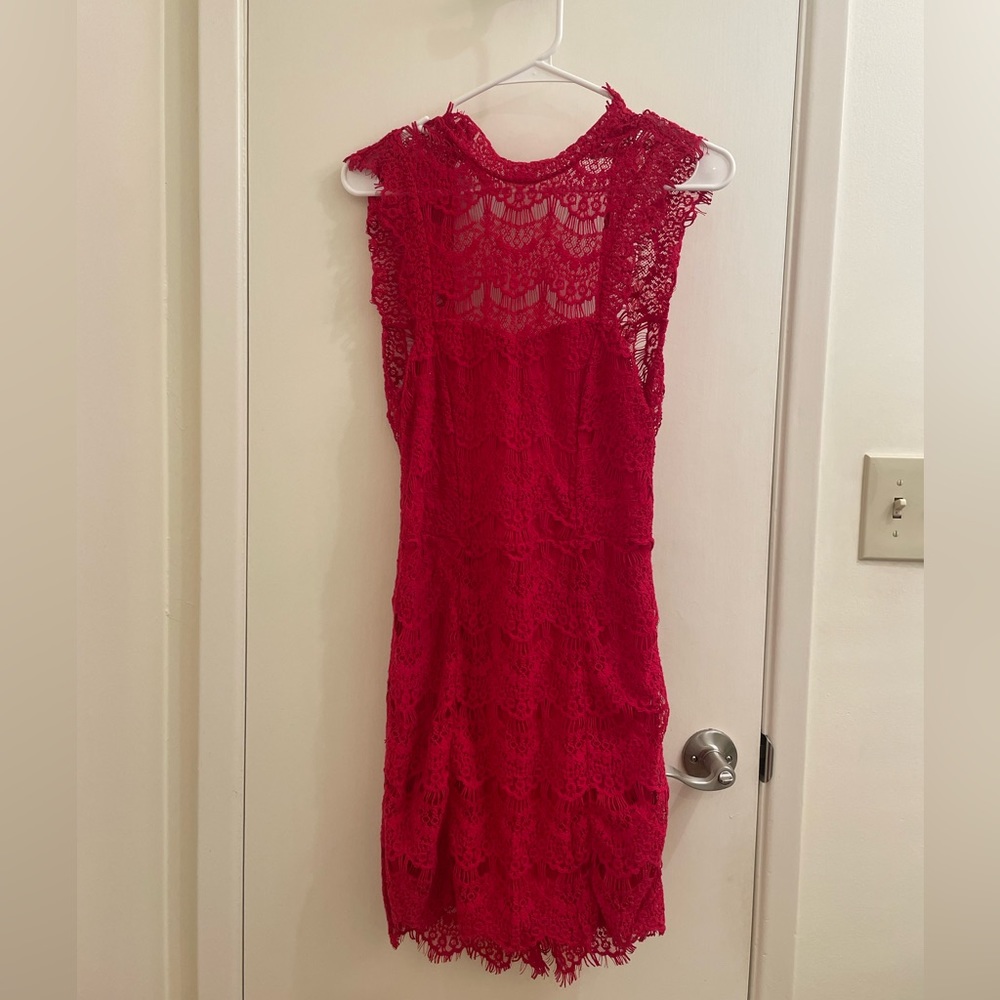 Intimately Free People | Daydream in Red Lace Bodycon Slip Mini Dress